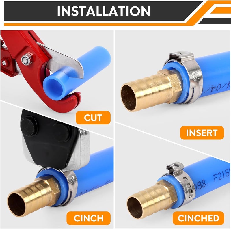 KF CPTEC PEX Clamp Tool for 1/2 inch and 3/4 inch PEX clamp rings - Pipe clamp crimping tools for 3/8 to 1 inch PEX cinch clamps, PEX clamp pliers - Image 4